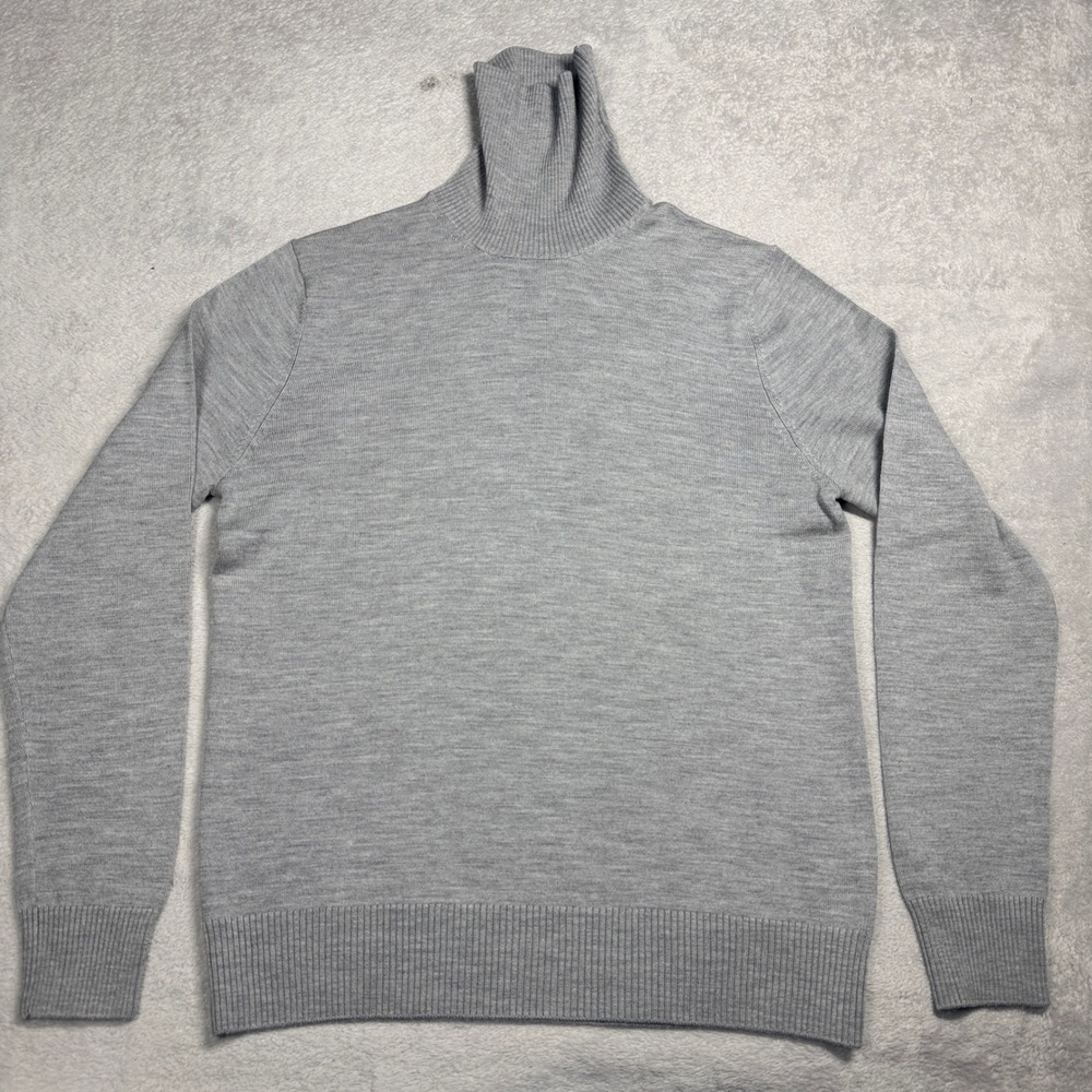 Suitsupply‎ Turtleneck Sweater Mens Large Grey Merino Wool SW914 Roll Neck Knit
